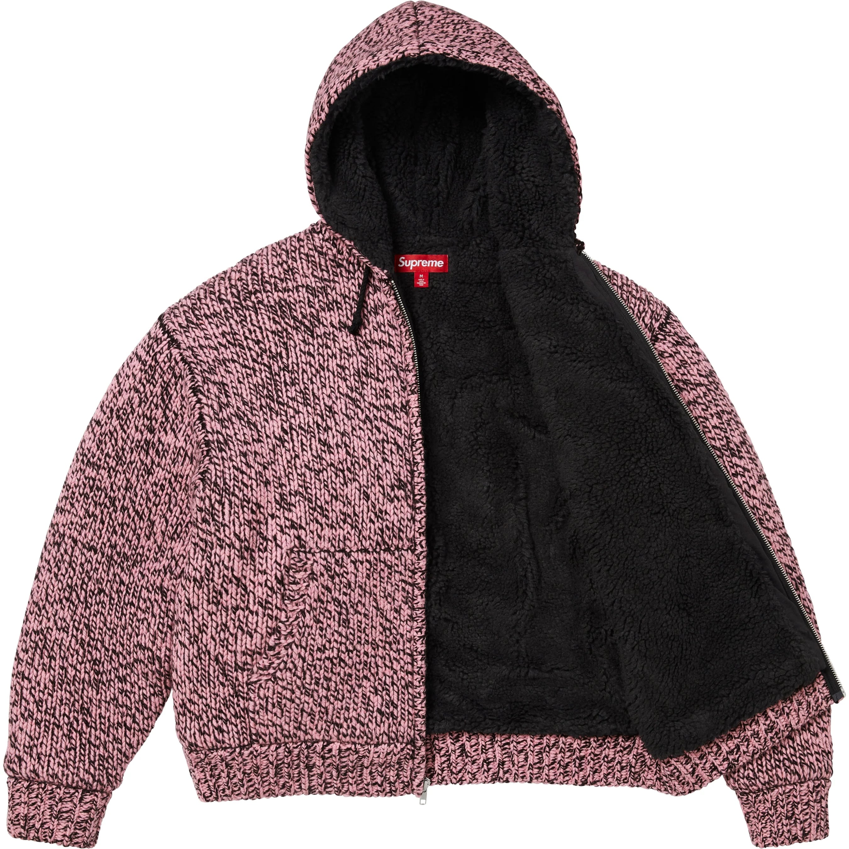 Faux Shearling Lined Zip Up Hooded Sweater view 5